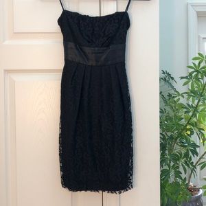 Black Strapless Floral Dress